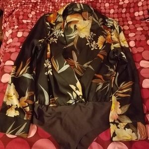 Floral Navy Blue Zara Bodysuit size Medium